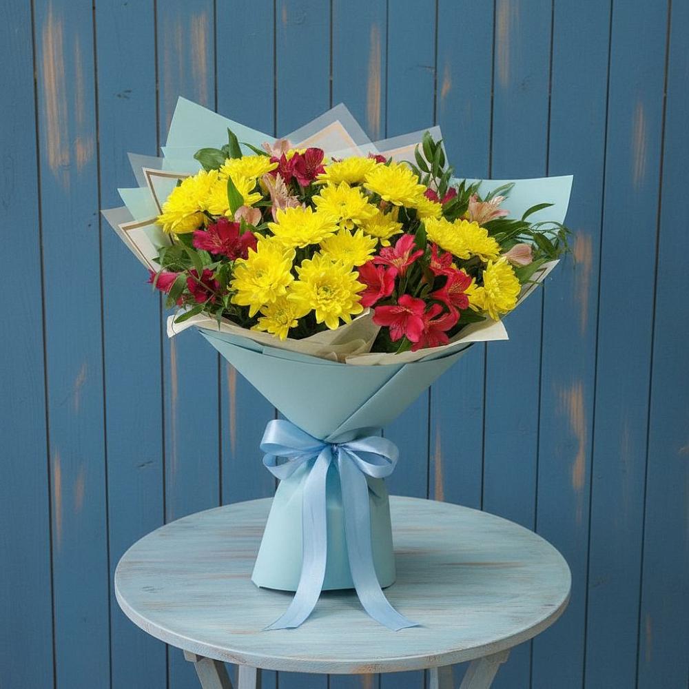 Букет цветов из: Альстромерии и Хризантемы в Нагорске