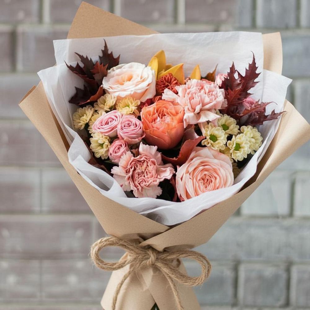 Букет цветов из: Гвоздики, Хризантемы и Розы в Нагорске