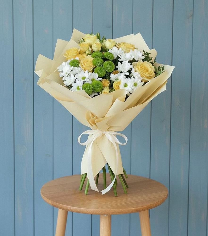 Букет цветов из: Хризантемы и Розы в Нагорске