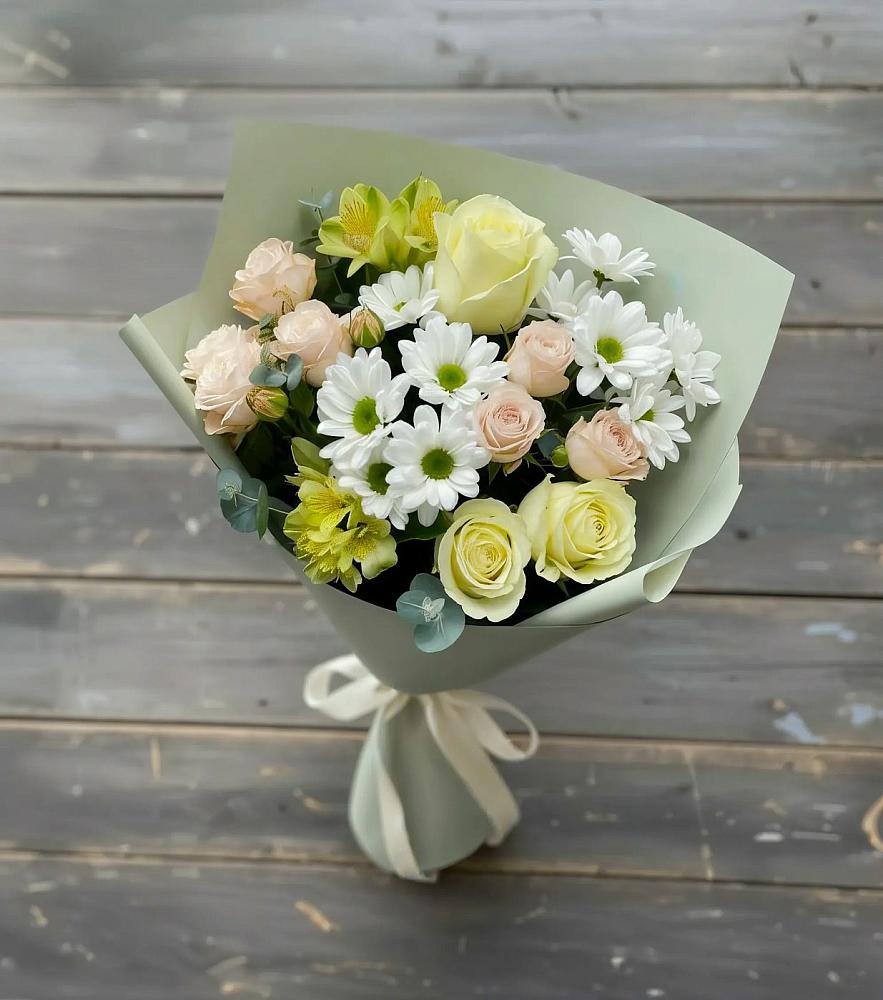 Букет цветов из: Альстромерии, Розы и Хризантемы в Нагорске