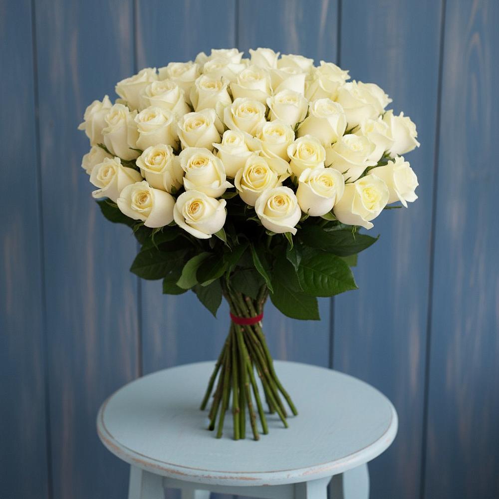 Букет 51 Белая роза Эдлесс Лав в Нагорске
