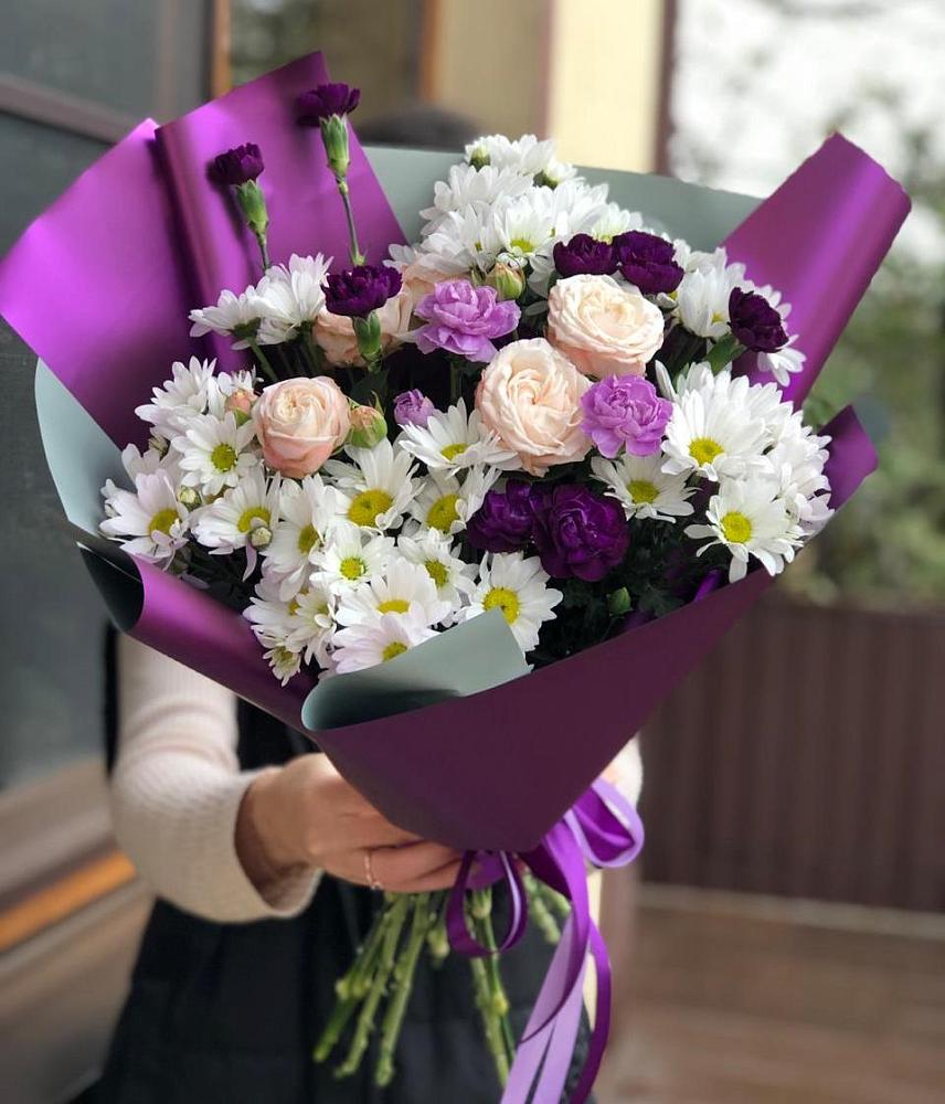 Букет цветов из: Хризантемы, Гвоздики и Розы в Нагорске