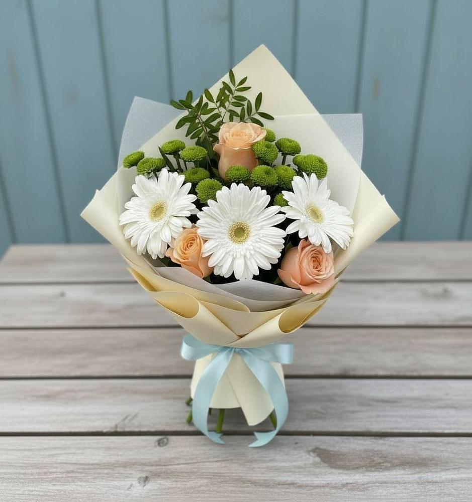 Букет цветов из: Герберы, Розы и Хризантемы в Нагорске