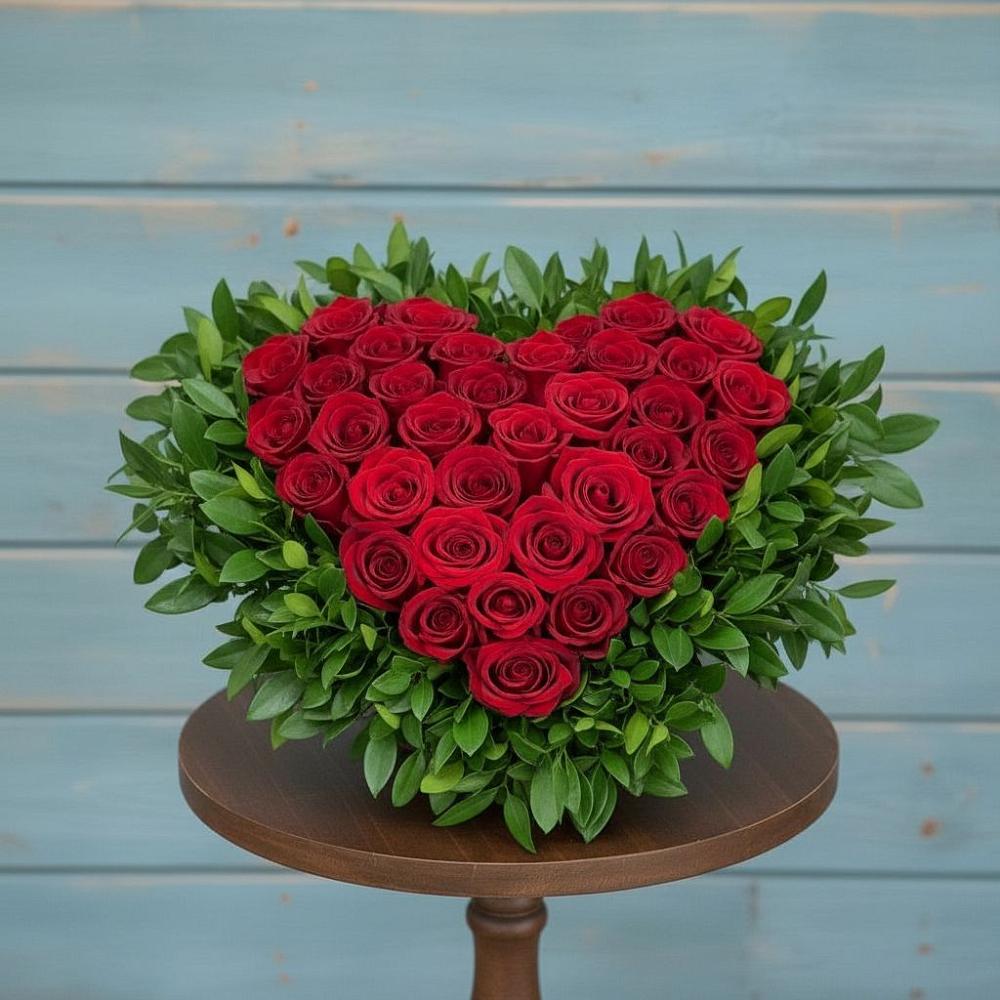 Цветочная композиция из Розы в виде сердца в Нагорске