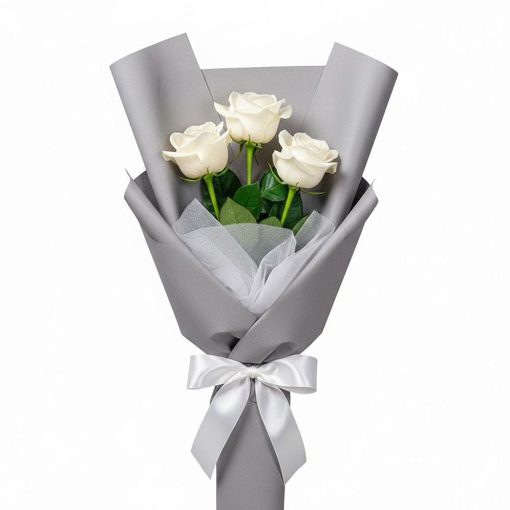 Букет 3 белые розы в Нагорске
