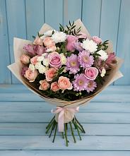 Букет цветов из:  Хризантемы, Розы и Альстромерии в Нагорске