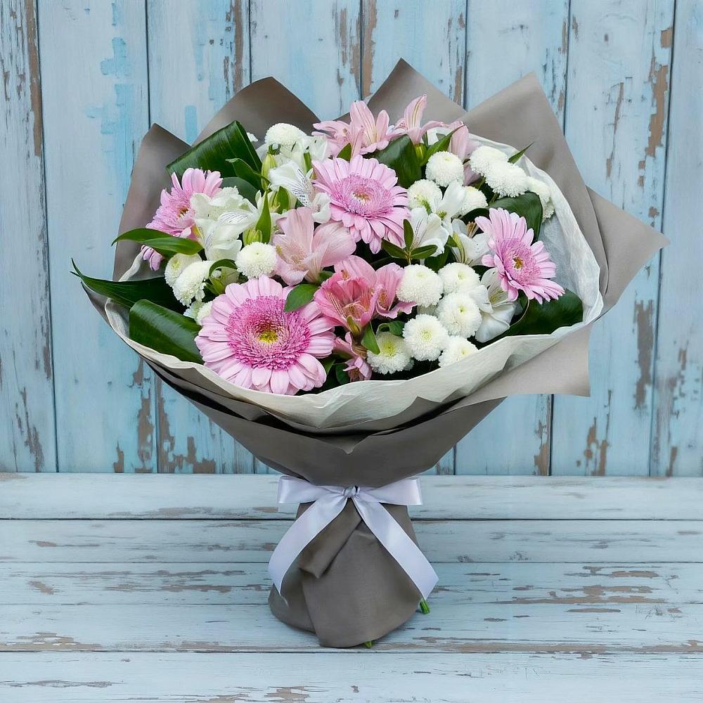 Букет цветов из: Герберы, Альстромерии и Хризантемы в Нагорске