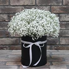 Цветочная композиция из Гипсофила в шляпной коробке в Нагорске