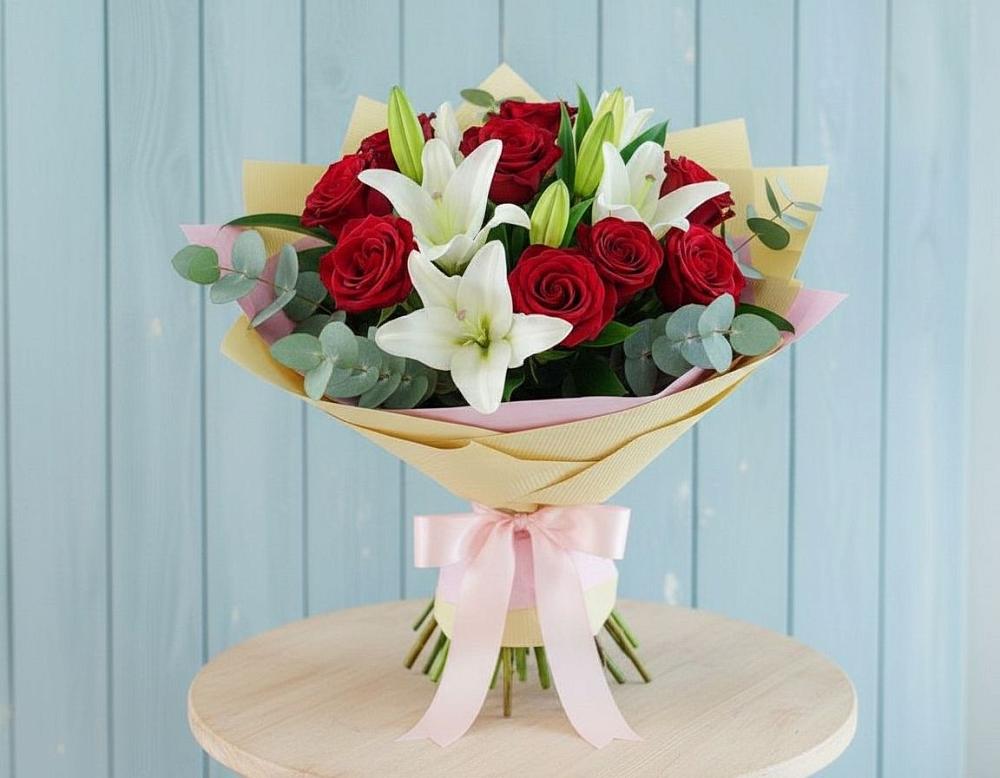 Букет цветов из: Лилии и Розы в Нагорске